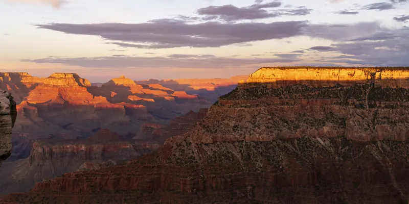 The Grand Canyon South Rim at sunset
