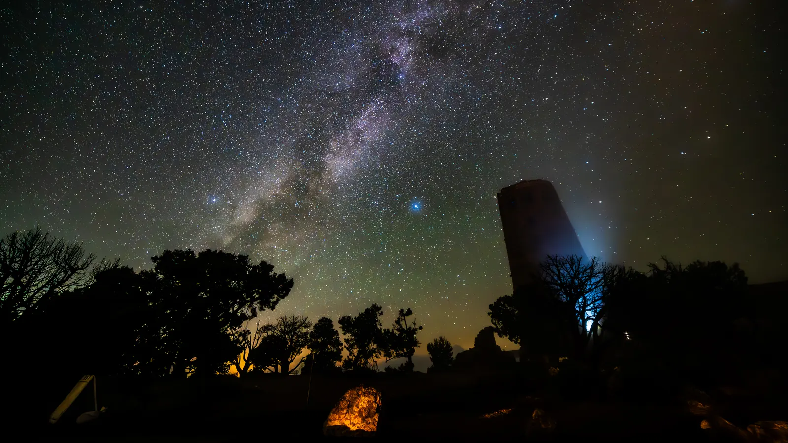 The Milky Way over Desert View Watchtower on the Grand Canyon South Rim